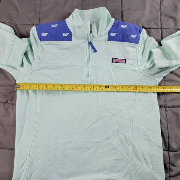 Vineyard Vines Womens Medium Green Embroidered Whale Shep Shirt Lightweight Warm - Picture 8 of 11